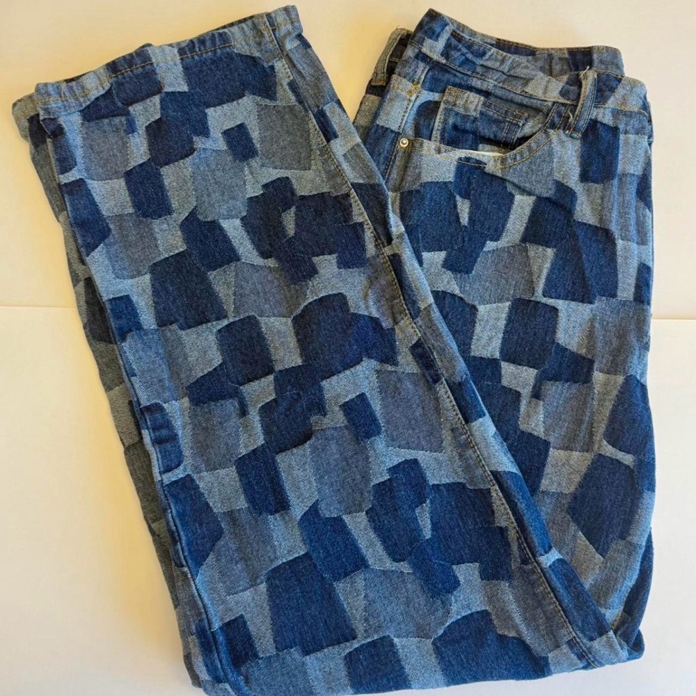 Patch work blue jeans